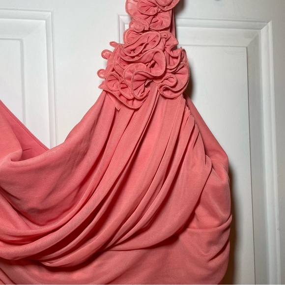 Cinderella Design Wmns Mini Dress 3x Coral One Shoulder Prom Formal Party Ruched - Picture 2 of 9